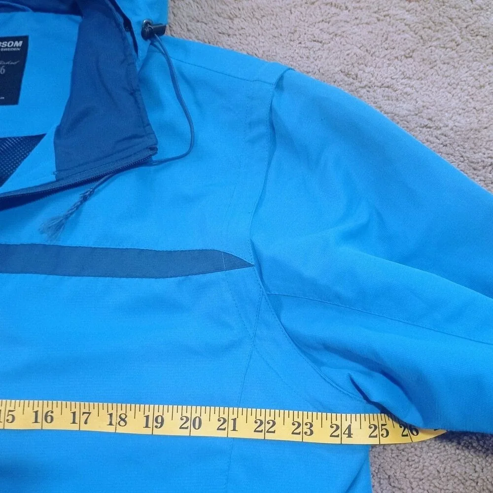 Dobsom Sweden Windbreaker Jacket Mens XL Blue Hooded Gorpcore Outdoor‎ Full Zip